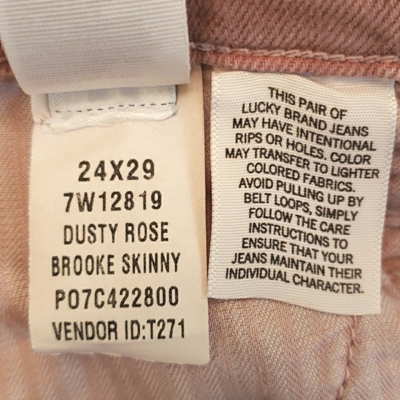 Lucky Brand Brooke Skinny Jeans Dusty Rose sz00/24 - Picture 10 of 12
